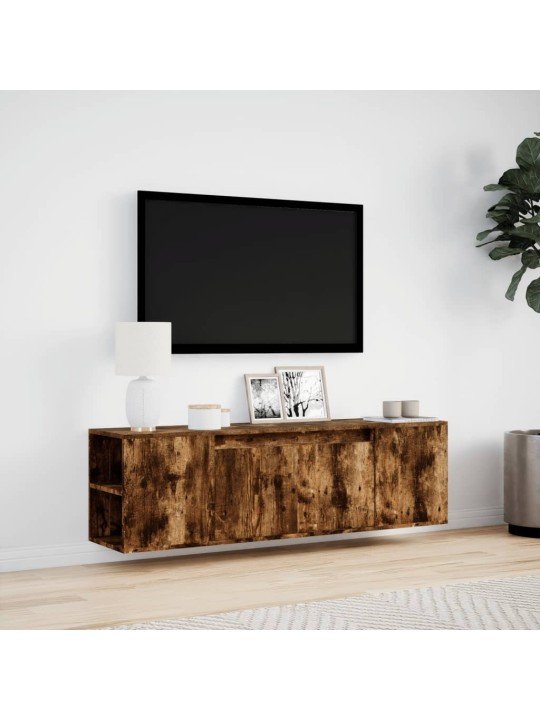 Nástěnná tv skříňka s led osvětlením kouřový dub 135x31x39,5 cm