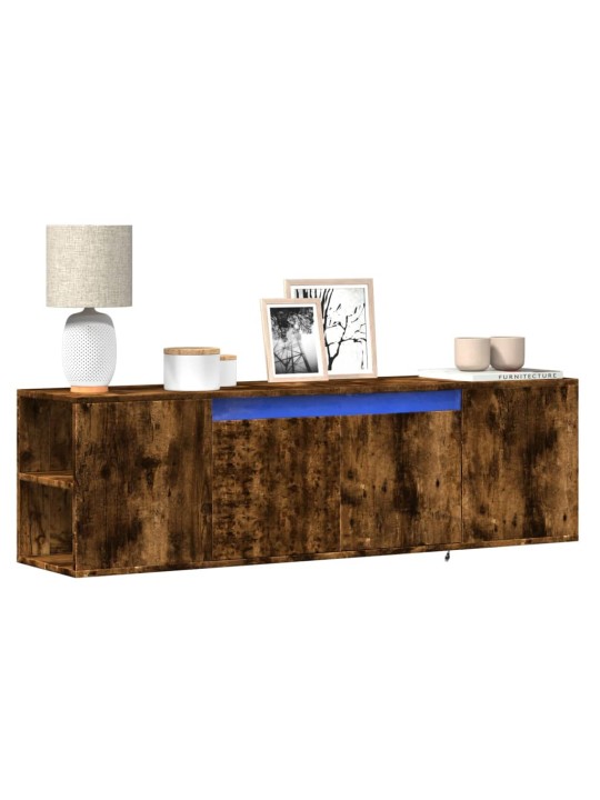 Nástěnná tv skříňka s led osvětlením kouřový dub 135x31x39,5 cm