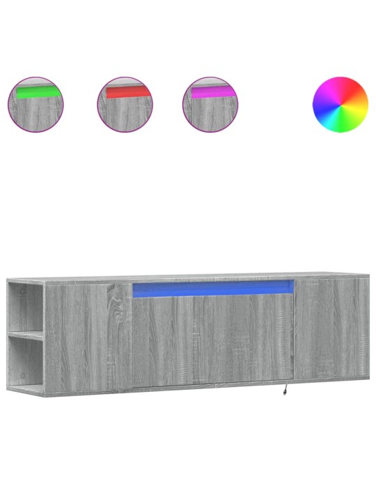 Nástěnná tv skříňka s led osvětlením šedá sonoma 135x31x39,5 cm