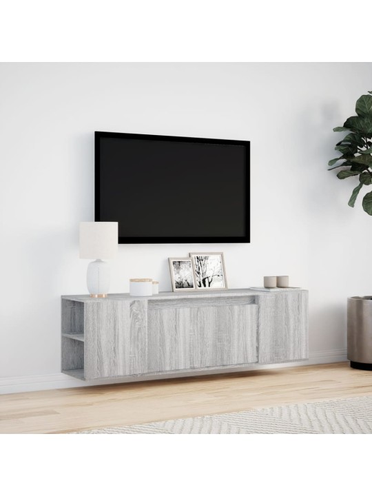 Nástěnná tv skříňka s led osvětlením šedá sonoma 135x31x39,5 cm
