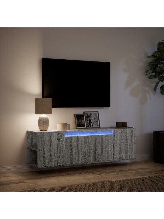 Nástěnná tv skříňka s led osvětlením šedá sonoma 135x31x39,5 cm