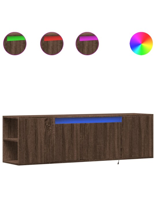 Nástěnná tv skříňka s led osvětlením hnědý dub 135x31x39,5 cm