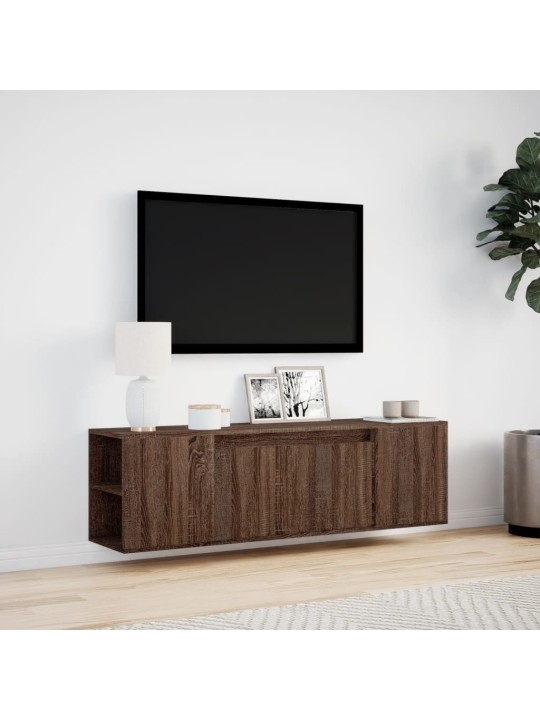 Nástěnná tv skříňka s led osvětlením hnědý dub 135x31x39,5 cm