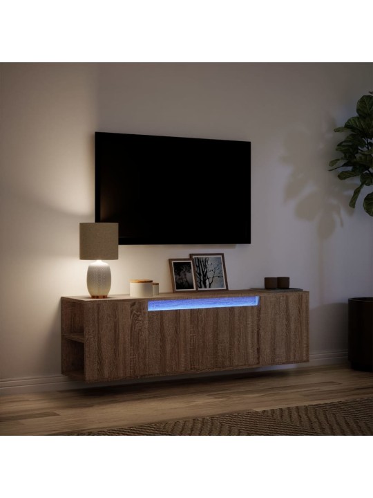 Nástěnná tv skříňka s led osvětlením hnědý dub 135x31x39,5 cm
