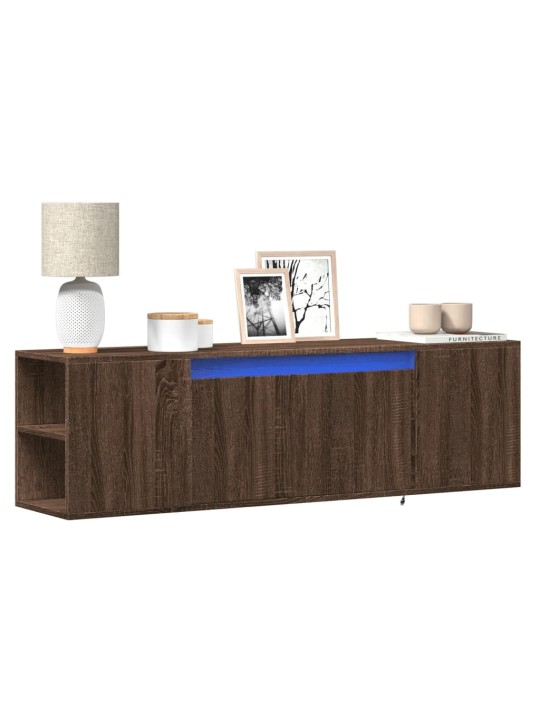 Nástěnná tv skříňka s led osvětlením hnědý dub 135x31x39,5 cm