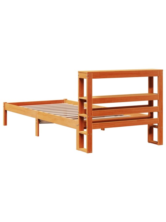 Rám postele s čelem voskově hnědý 75 x 190 cm masivní borovice