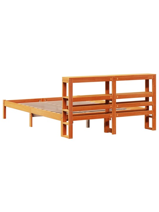 Rám postele s čelem voskově hnědý 140 x 190 cm masivní borovice
