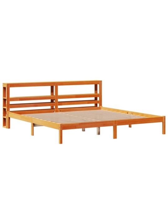 Rám postele s čelem voskově hnědý 200x200 cm masivní borovice