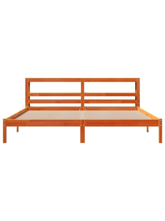 Rám postele s čelem voskově hnědý 200x200 cm masivní borovice