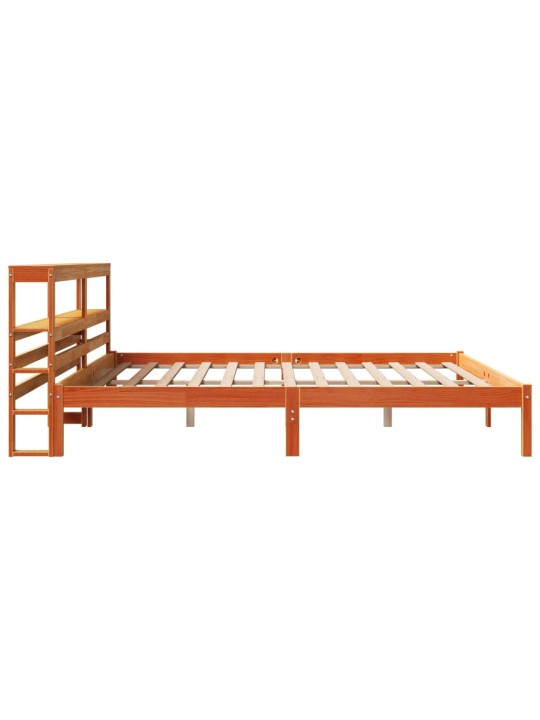 Rám postele s čelem voskově hnědý 200x200 cm masivní borovice
