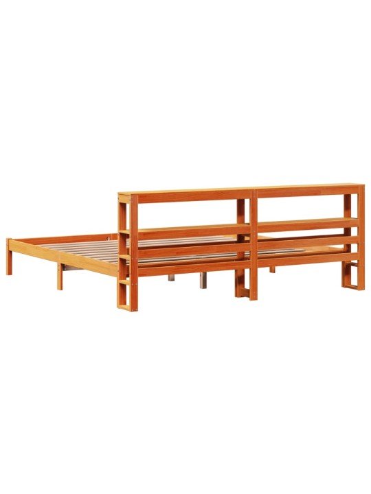 Rám postele s čelem voskově hnědý 200x200 cm masivní borovice