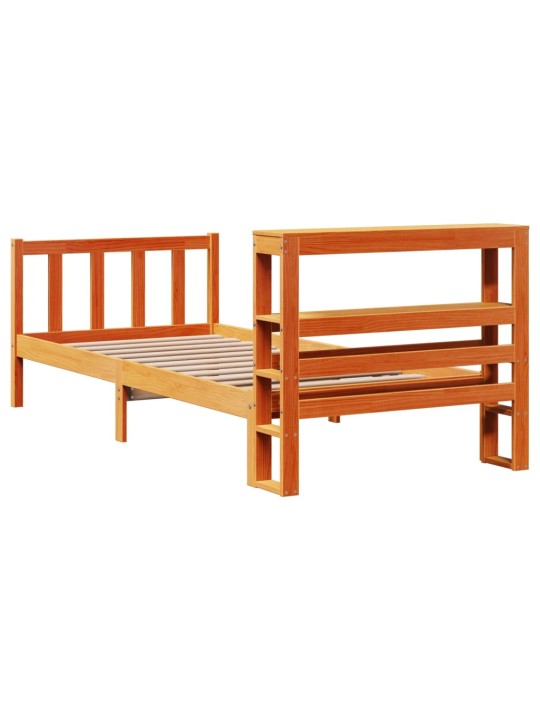 Rám postele s čelem voskově hnědý 75 x 190 cm masivní borovice