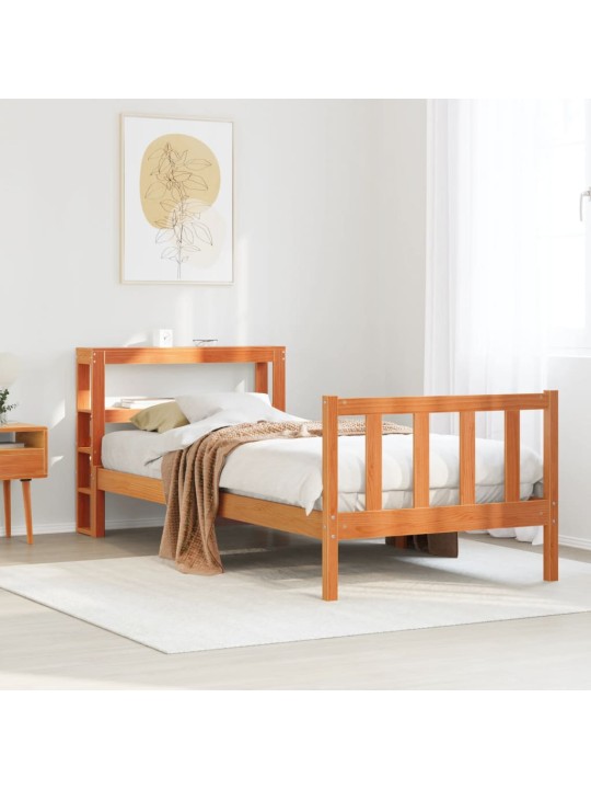 Rám postele s čelem voskově hnědý 75 x 190 cm masivní borovice