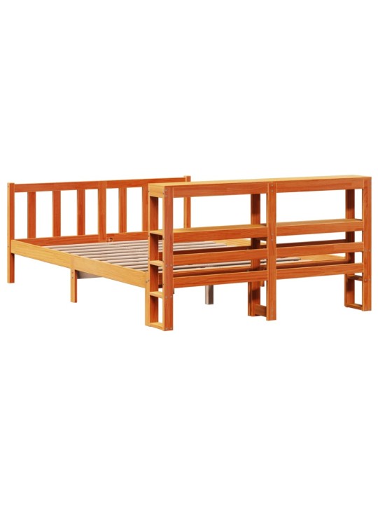 Rám postele s čelem voskově hnědý 135 x 190 cm masivní borovice