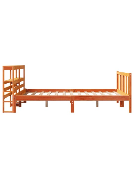 Rám postele s čelem voskově hnědý 140 x 190 cm masivní borovice