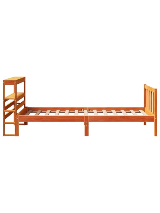 Rám postele s čelem voskově hnědý 90 x 200 cm masivní borovice