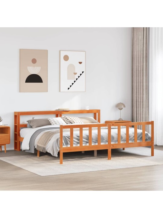 Rám postele s čelem voskově hnědý 180x200 cm masivní borovice