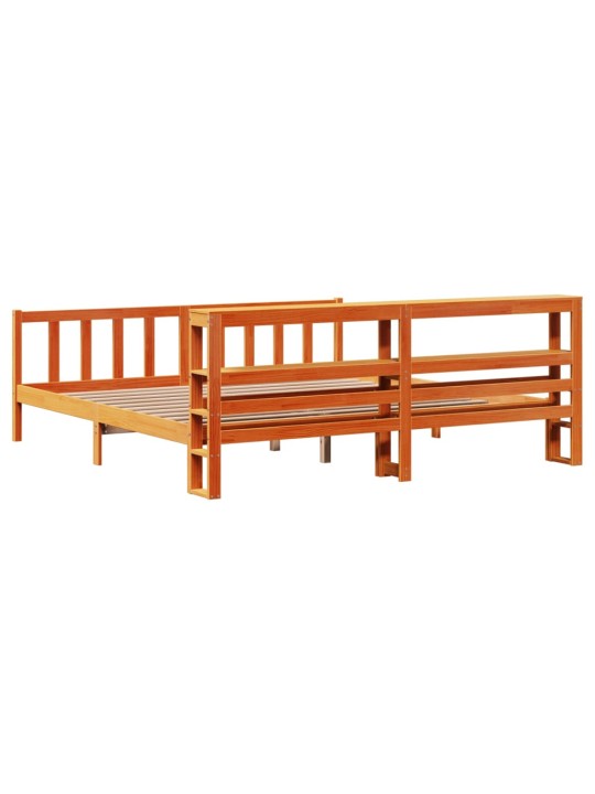 Rám postele s čelem voskově hnědý 200x200 cm masivní borovice