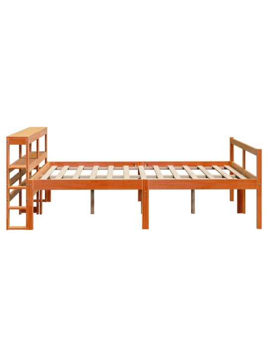 Rám postele s čelem voskově hnědý 135 x 190 cm masivní borovice