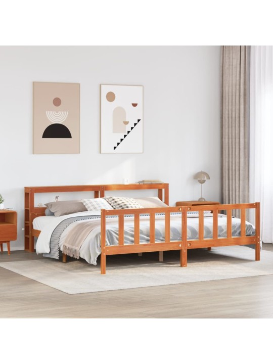 Rám postele s čelem voskově hnědý 180x200 cm masivní borovice