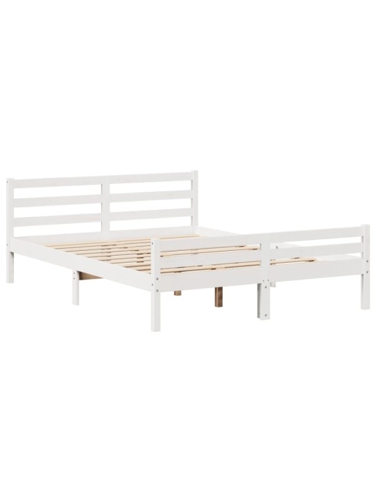 Rám postele s čelem bílý 135 x 190 cm masivní borovice