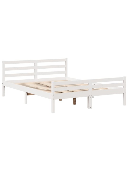 Rám postele s čelem bílý 150x200 cm masivní borovice