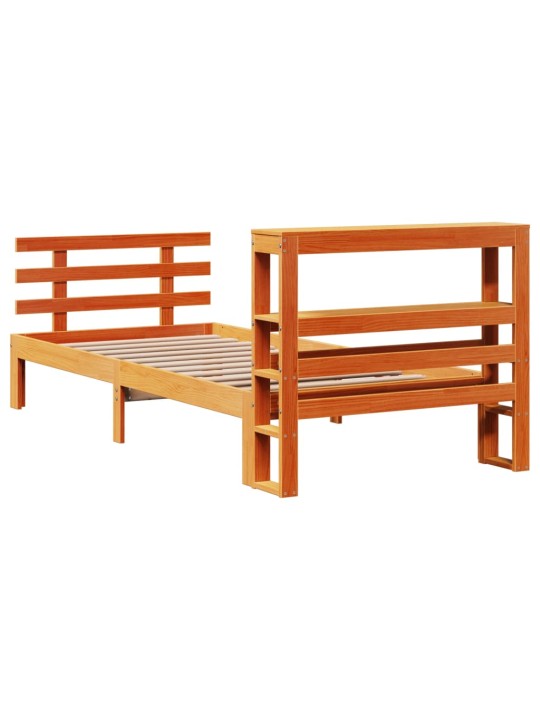 Rám postele s čelem voskově hnědý 75 x 190 cm masivní borovice