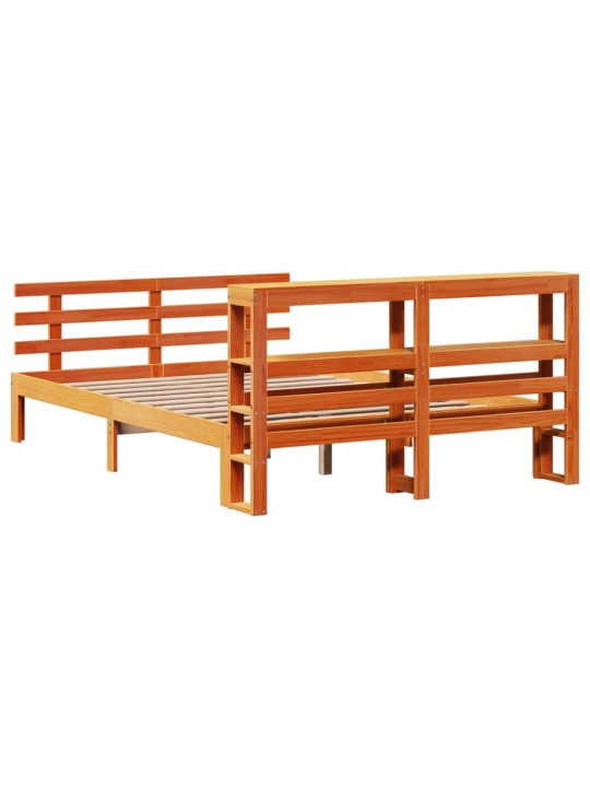 Rám postele s čelem voskově hnědý 140 x 190 cm masivní borovice