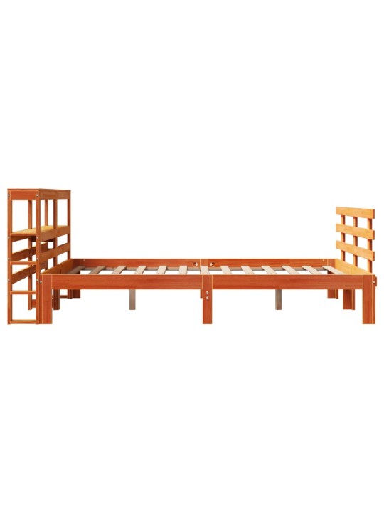 Rám postele s čelem voskově hnědý 150 x 200 cm masivní borovice