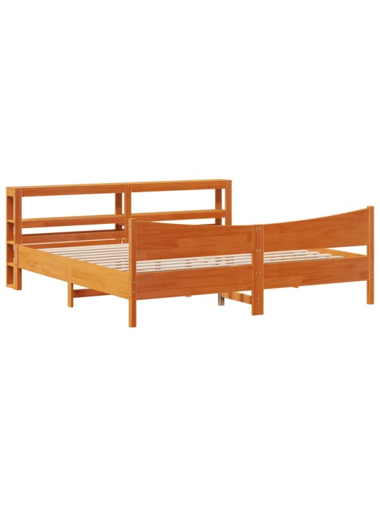 Rám postele s čelem voskově hnědý 200x200 cm masivní borovice