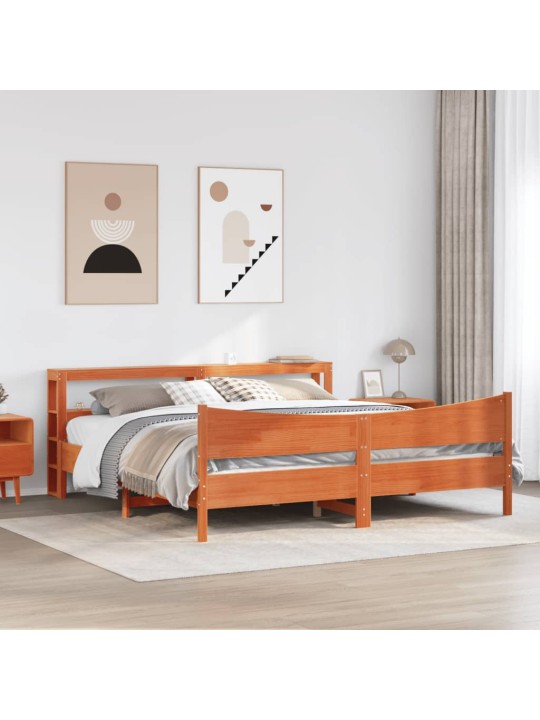 Rám postele s čelem voskově hnědý 180x200 cm masivní borovice