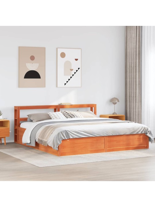 Rám postele s čelem voskově hnědý 180x200 cm masivní borovice