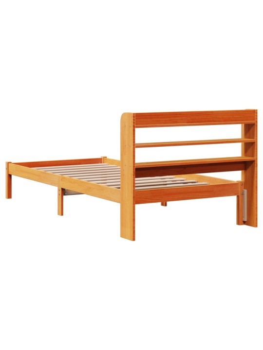 Rám postele s čelem voskově hnědý 75 x 190 cm masivní borovice