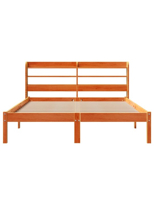 Rám postele s čelem voskově hnědý 135 x 190 cm masivní borovice