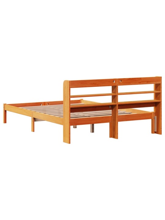 Rám postele s čelem voskově hnědý 140 x 190 cm masivní borovice