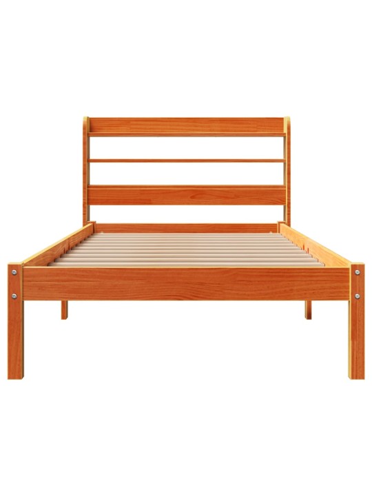 Rám postele s čelem voskově hnědý 90 x 200 cm masivní borovice