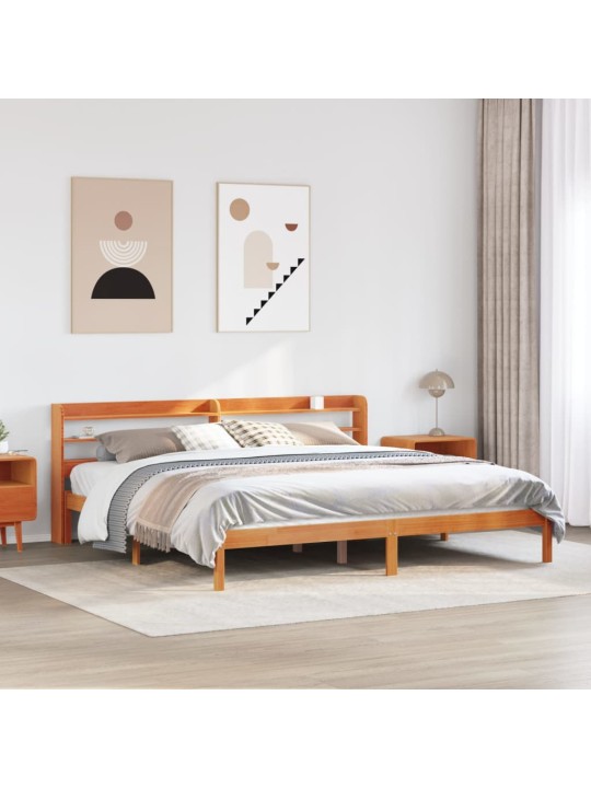 Rám postele s čelem voskově hnědý 180x200 cm masivní borovice