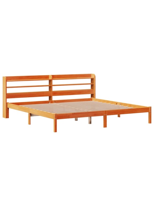 Rám postele s čelem voskově hnědý 200x200 cm masivní borovice