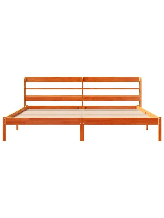 Rám postele s čelem voskově hnědý 200x200 cm masivní borovice