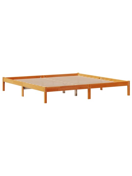 Rám postele s čelem voskově hnědý 200x200 cm masivní borovice