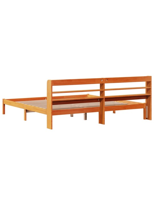 Rám postele s čelem voskově hnědý 200x200 cm masivní borovice