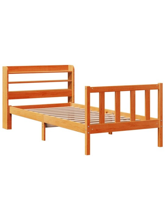 Rám postele s čelem voskově hnědý 75 x 190 cm masivní borovice