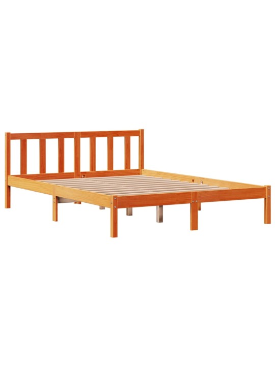 Rám postele s čelem voskově hnědý 135 x 190 cm masivní borovice