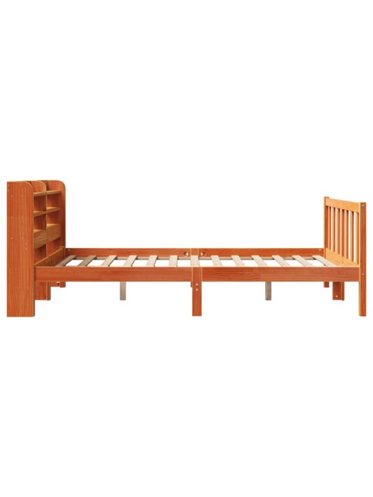 Rám postele s čelem voskově hnědý 135 x 190 cm masivní borovice