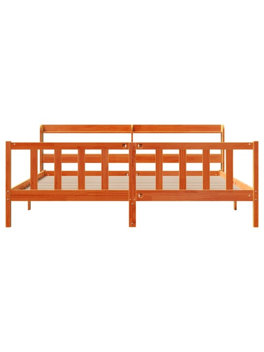 Rám postele s čelem voskově hnědý 200x200 cm masivní borovice