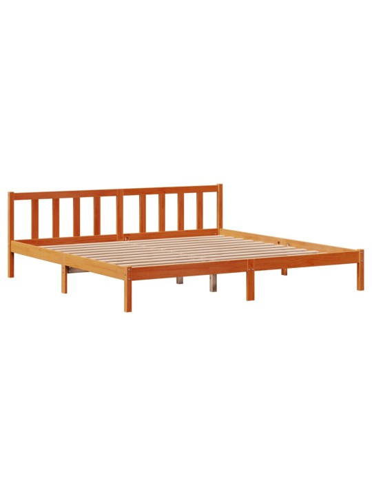 Rám postele s čelem voskově hnědý 200x200 cm masivní borovice
