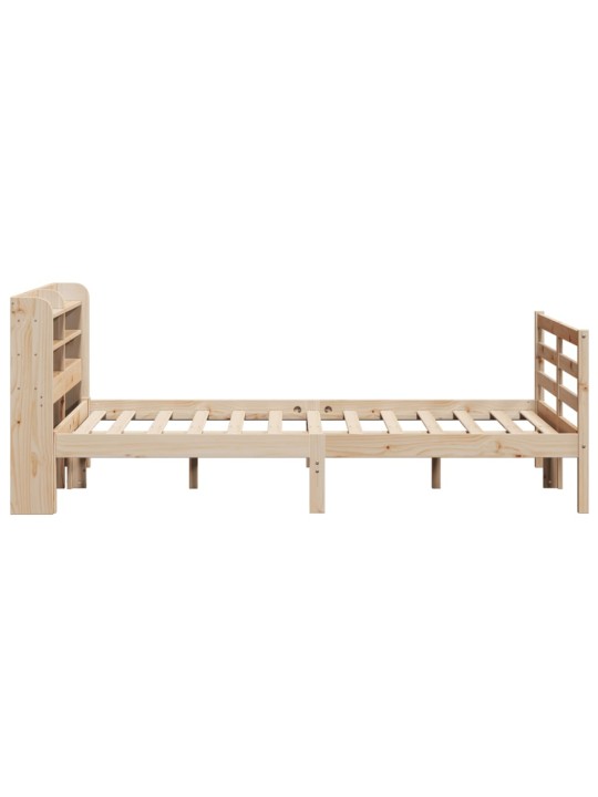 Rám postele s čelem bílý 140 x 200 cm masivní borové dřevo