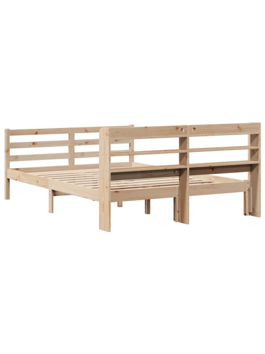 Rám postele s čelem bílý 140 x 200 cm masivní borové dřevo