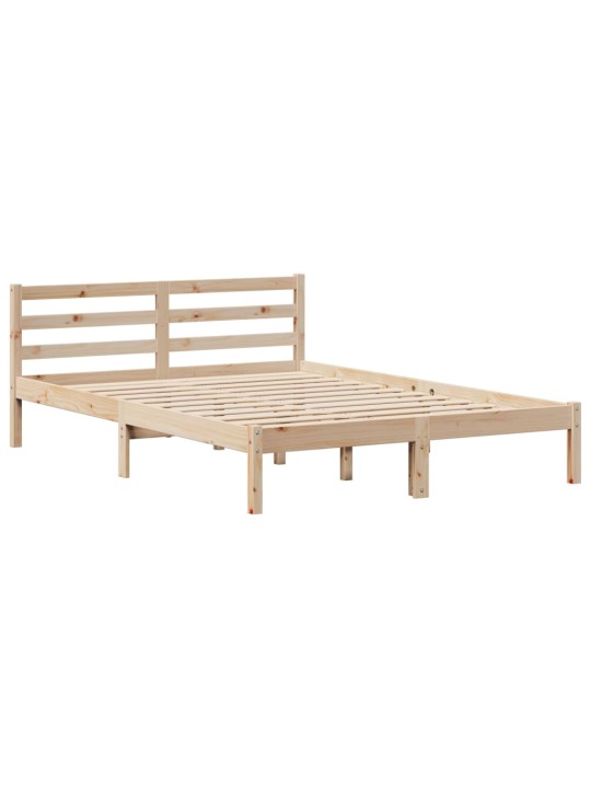 Rám postele s čelem bílý 140 x 200 cm masivní borové dřevo