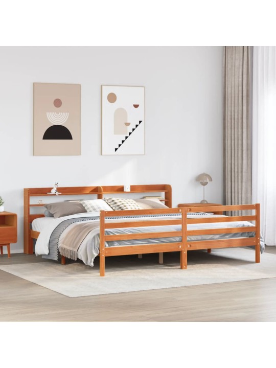 Postel bez matrace voskově hnědá 180 x 200 cm masivní borovice